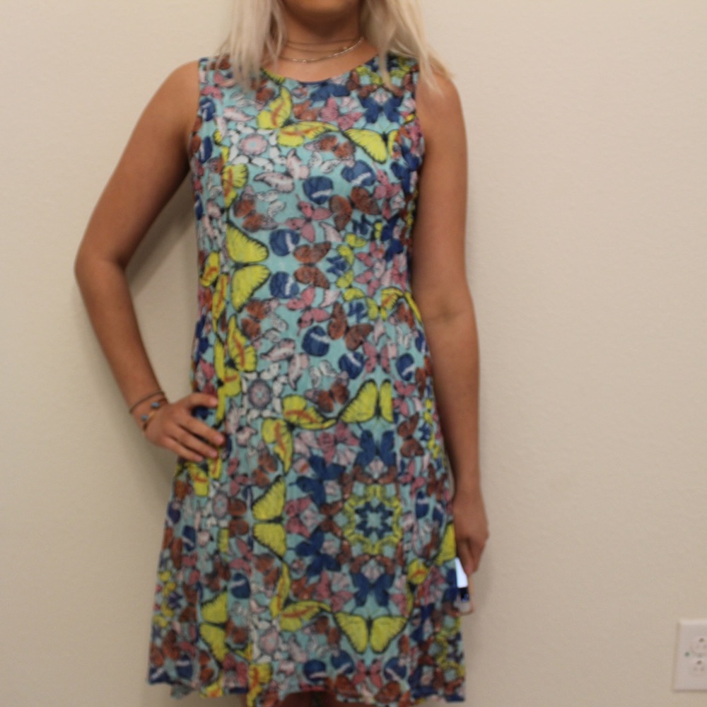 High-Low Butterfly Print Dress